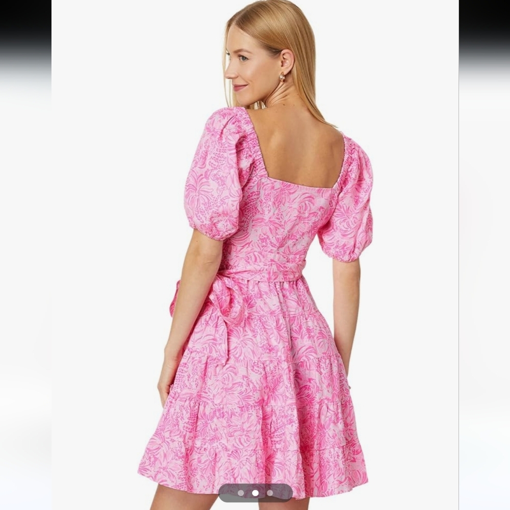 NWT Lilly Pulitzer Iralee Wrap Dress Pink Blossom Foxy Llama Short Sleeve 12